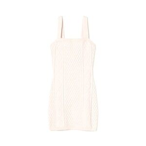 H&M mini cable knit cream sweater dress with straps
